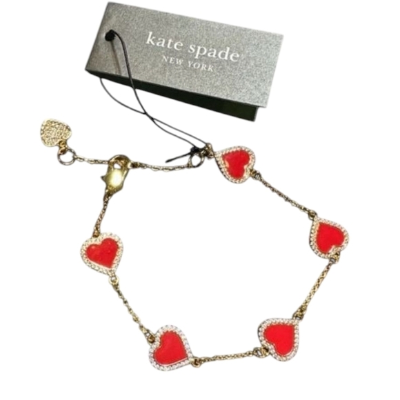 🔹️KATE SPADE 🔹️ Red Take Heart Line Bracelet ✨️❤️ - Picture 1 of 7